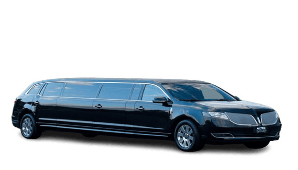 Black stretch limousine on white background