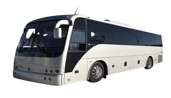 White coach bus isolated on transparent background