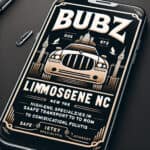 Smartphone displaying vintage limousine service advertisement design