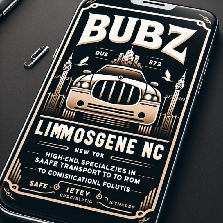 Smartphone displaying vintage limousine service advertisement design