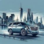 Luxury SUV in front of New York skyline