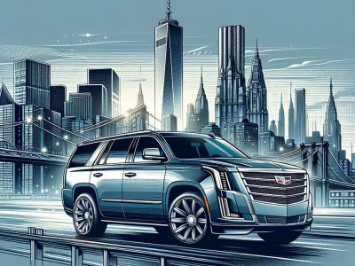 Luxury SUV in front of New York skyline