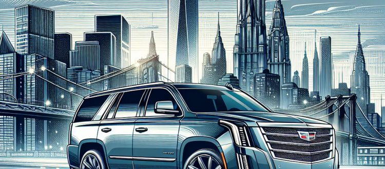 Luxury SUV in front of New York skyline