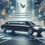 Black limousine in city promoting correctional transport dignity