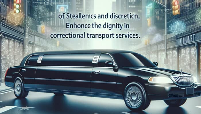 Black limousine in city promoting correctional transport dignity