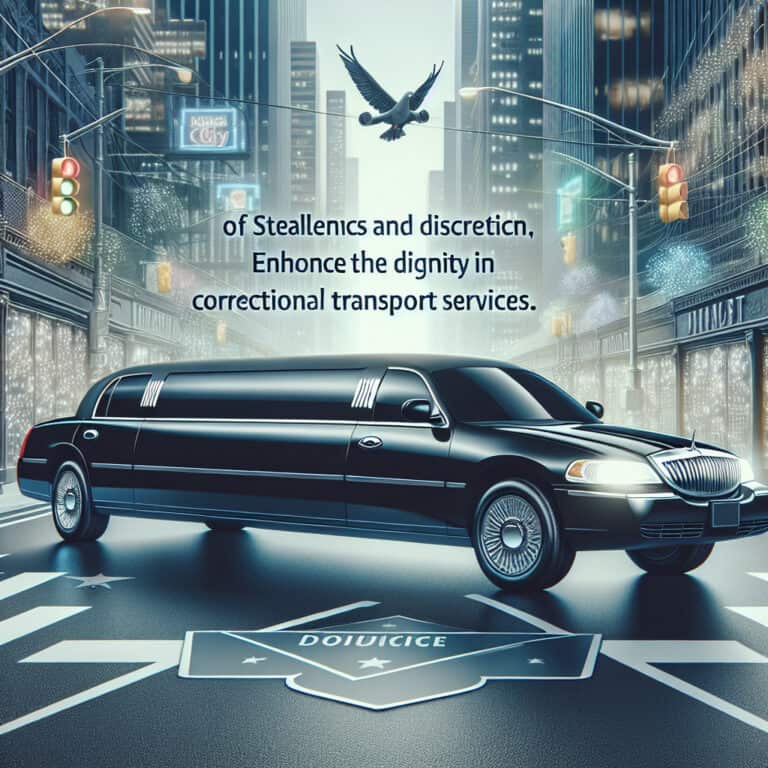 Black limousine in city promoting correctional transport dignity