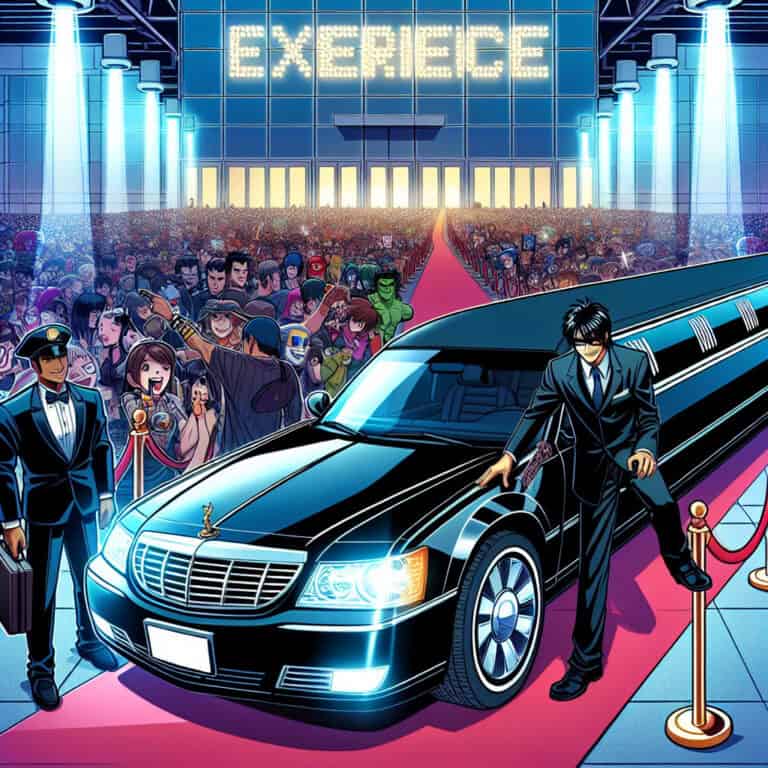 Celebrity exiting limousine on red carpet premiere event