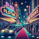 Limousine on red carpet at neon film festival