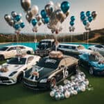 Luxury cars decorated for Sweet 16 celebration