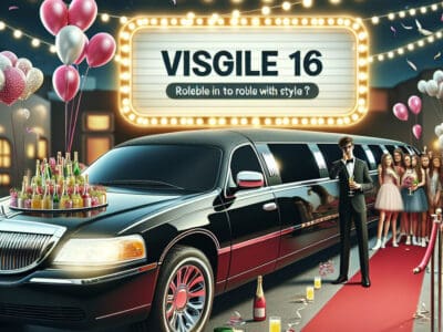 Sweet sixteen party with limousine and red carpet