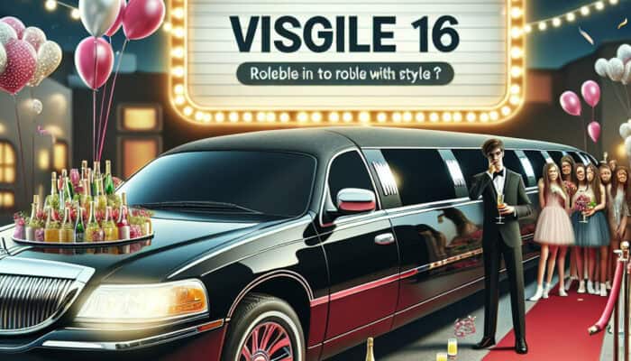 Sweet sixteen party with limousine and red carpet