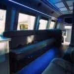 Luxury limousine interior with blue LED lighting