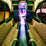 Custom luxury van interior with quilted leather seating