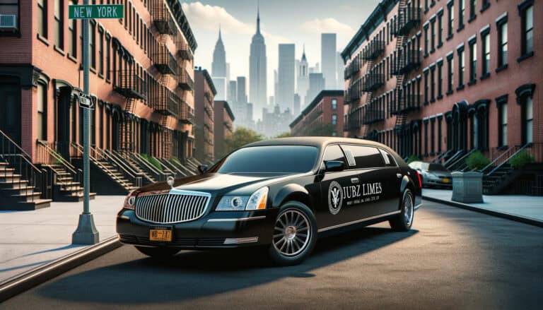 Black limousine parked on New York city street