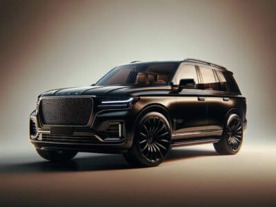 Black luxury SUV on neutral studio background