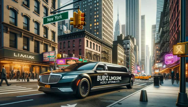 Black stretch limousine on New York City street