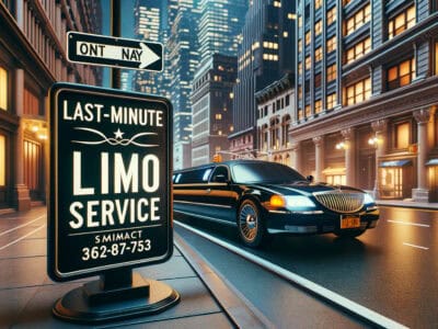 Last-minute limo service sign on city street