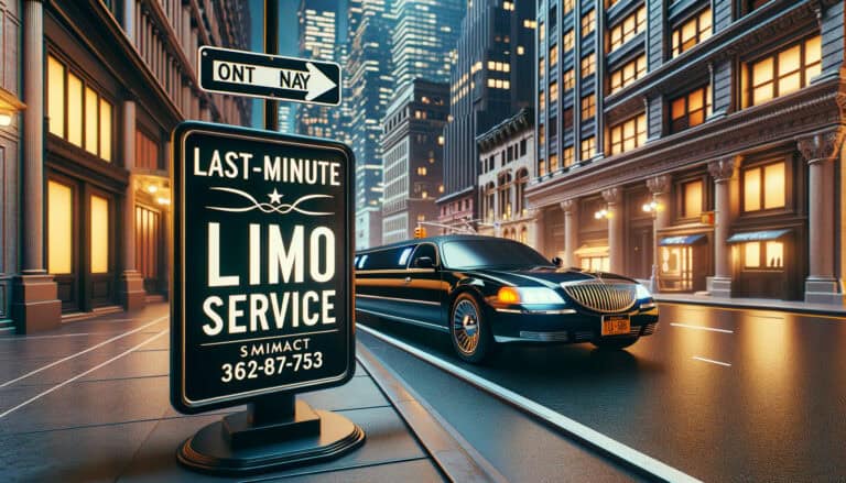 Last-minute limo service sign on city street