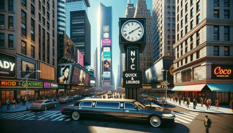 Times Square NYC with limousine and street clock