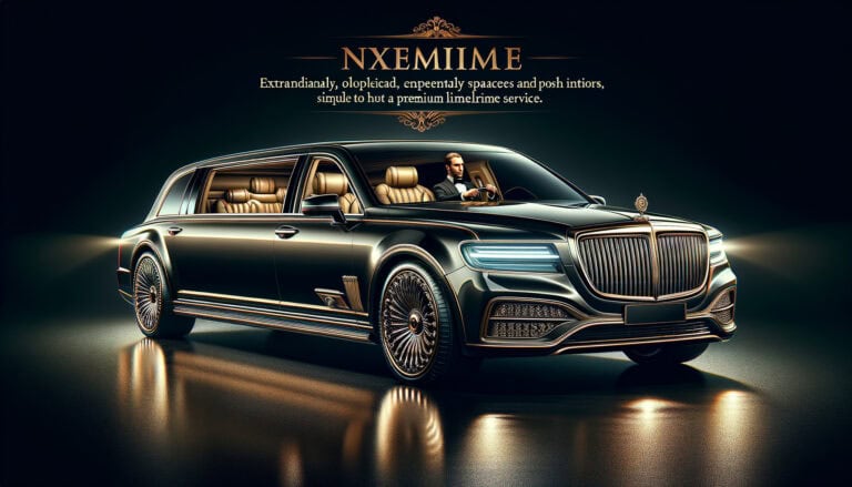 Luxury black limousine with chauffeur and premium interior
