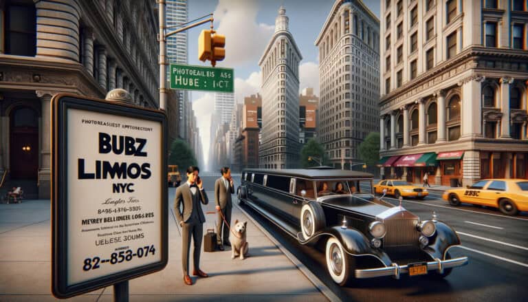 Vintage limousine and billboard in New York City