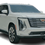 White Cadillac Escalade SUV isolated on white background