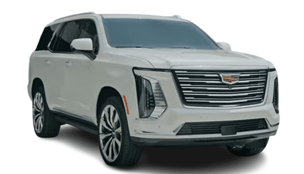 White Cadillac Escalade SUV isolated on white background