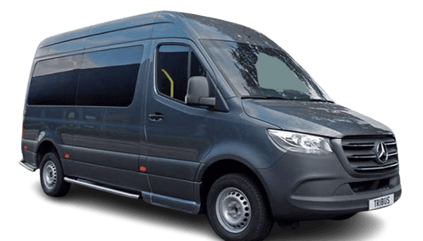 Gray Mercedes-Benz passenger van on white background