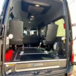 Rear view of wheelchair-accessible van with lift platform