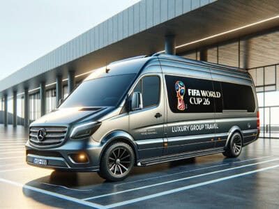 Luxury Mercedes van with FIFA World Cup 26 branding