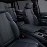 Modern car interior with black leather seats