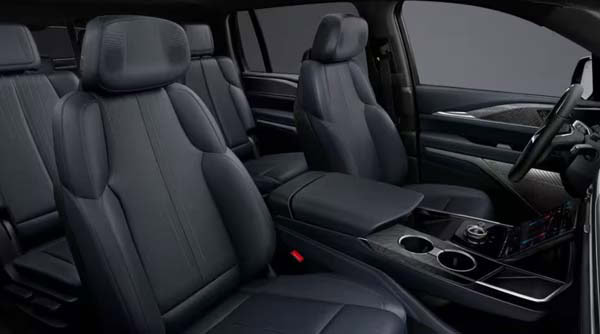 Modern car interior with black leather seats
