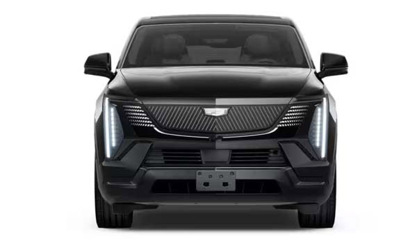 Front view of black Cadillac electric SUV