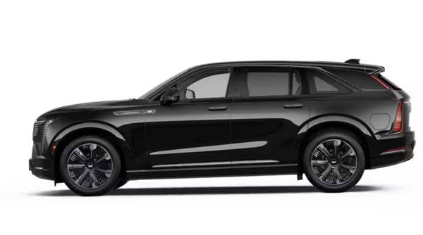Black midsize SUV side profile on white background