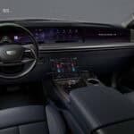 Modern luxury car interior with digital dashboard display