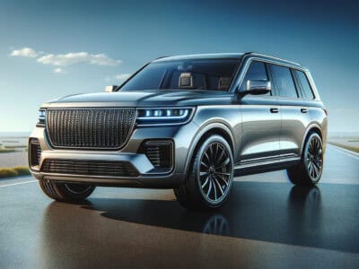 Modern silver luxury SUV on open highway