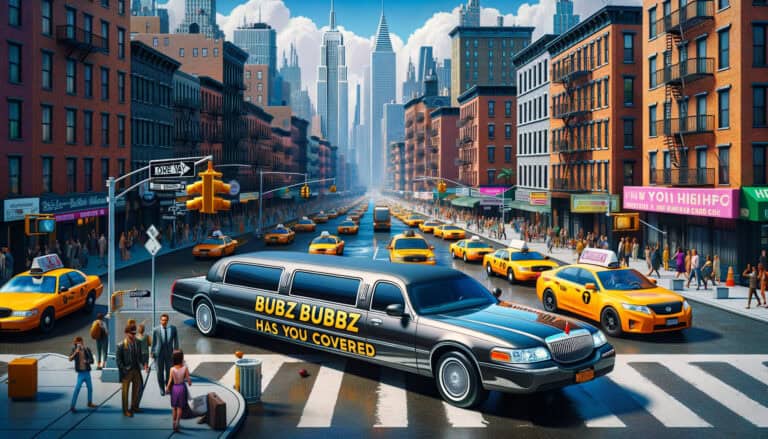 Stretch limousine amid busy New York City traffic