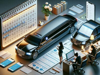 Luxury limousine booking and scheduling service concept