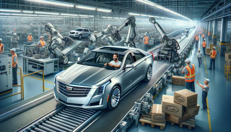 Robotic arms assembling silver sedan in factory
