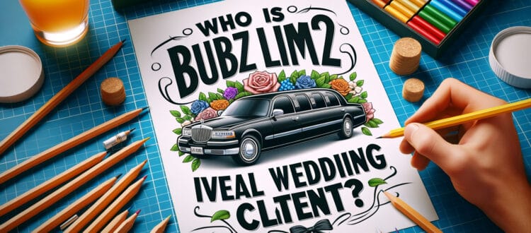 Hand drawing wedding limousine poster with flowers