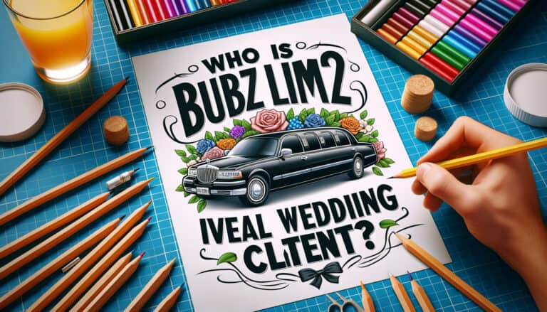 Hand drawing wedding limousine poster with flowers