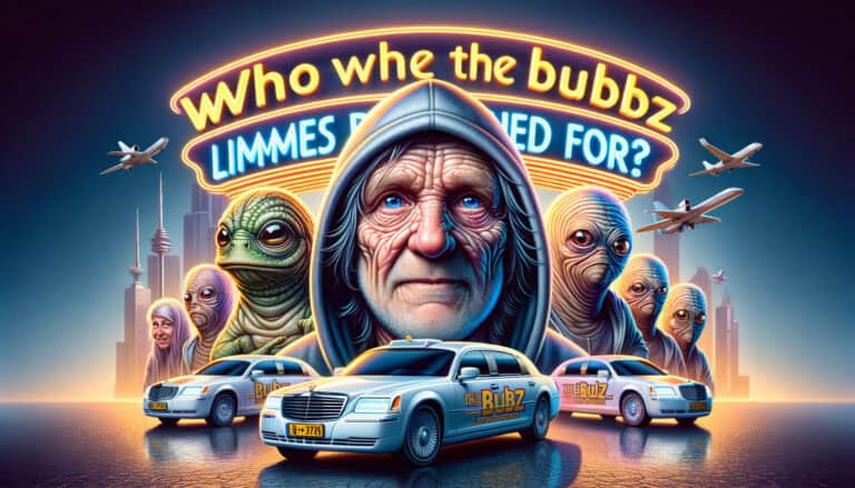 Hooded man and aliens behind branded limousines