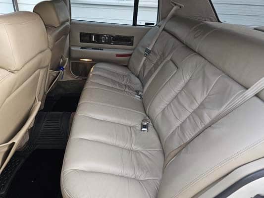 Beige leather rear car seats interior view