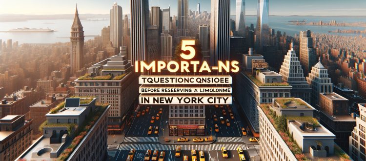 New York City skyline with taxis and limousine tips text