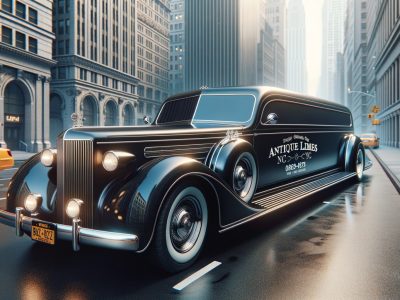 Vintage black limousine on New York City street