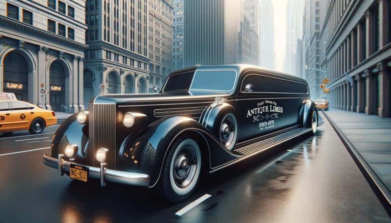 Vintage black limousine on New York City street