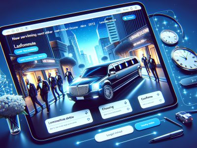 Tablet displaying luxury limousine booking service app