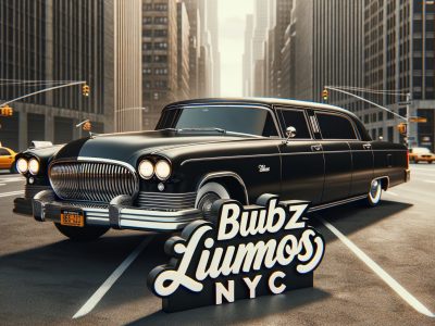Vintage black limousine on New York City street
