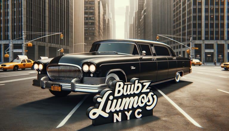 Vintage black limousine on New York City street