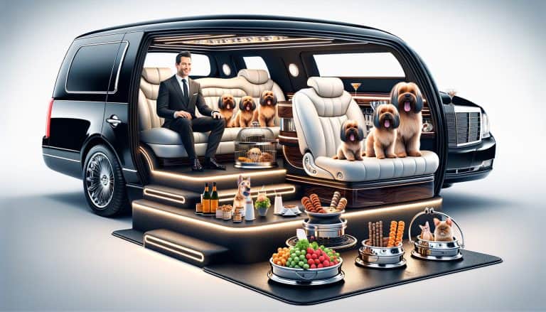 Luxury van interior with man and pampered dogs